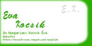 eva kocsik business card